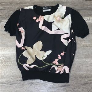 Salvatore Ferragamo Silk Short Sleeve Top